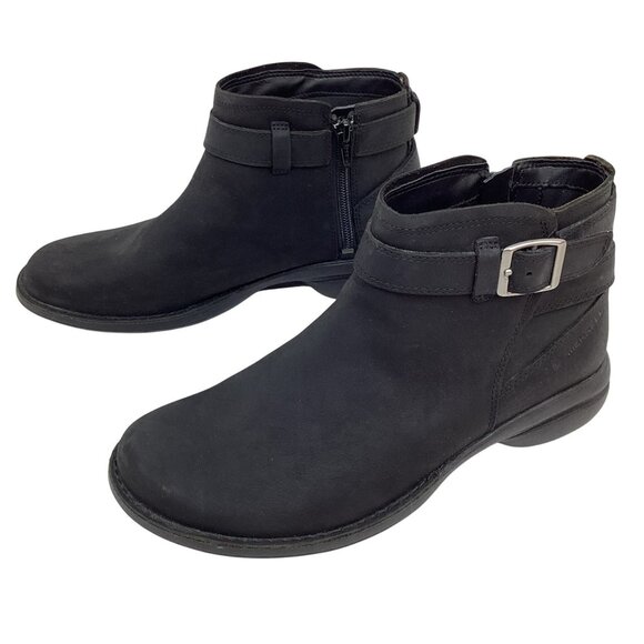 Merrell Andover Bluff Waterproof Womens 8 Nubuck Leather Ankle Booties Black Buc - Picture 4 of 13